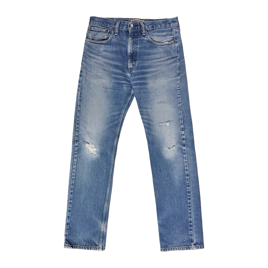 1990’S LEVI’S 505 THRASHED &amp; FADED LIGHT WASH STRAIGHT LEG DENIM JEANS 34 X 34