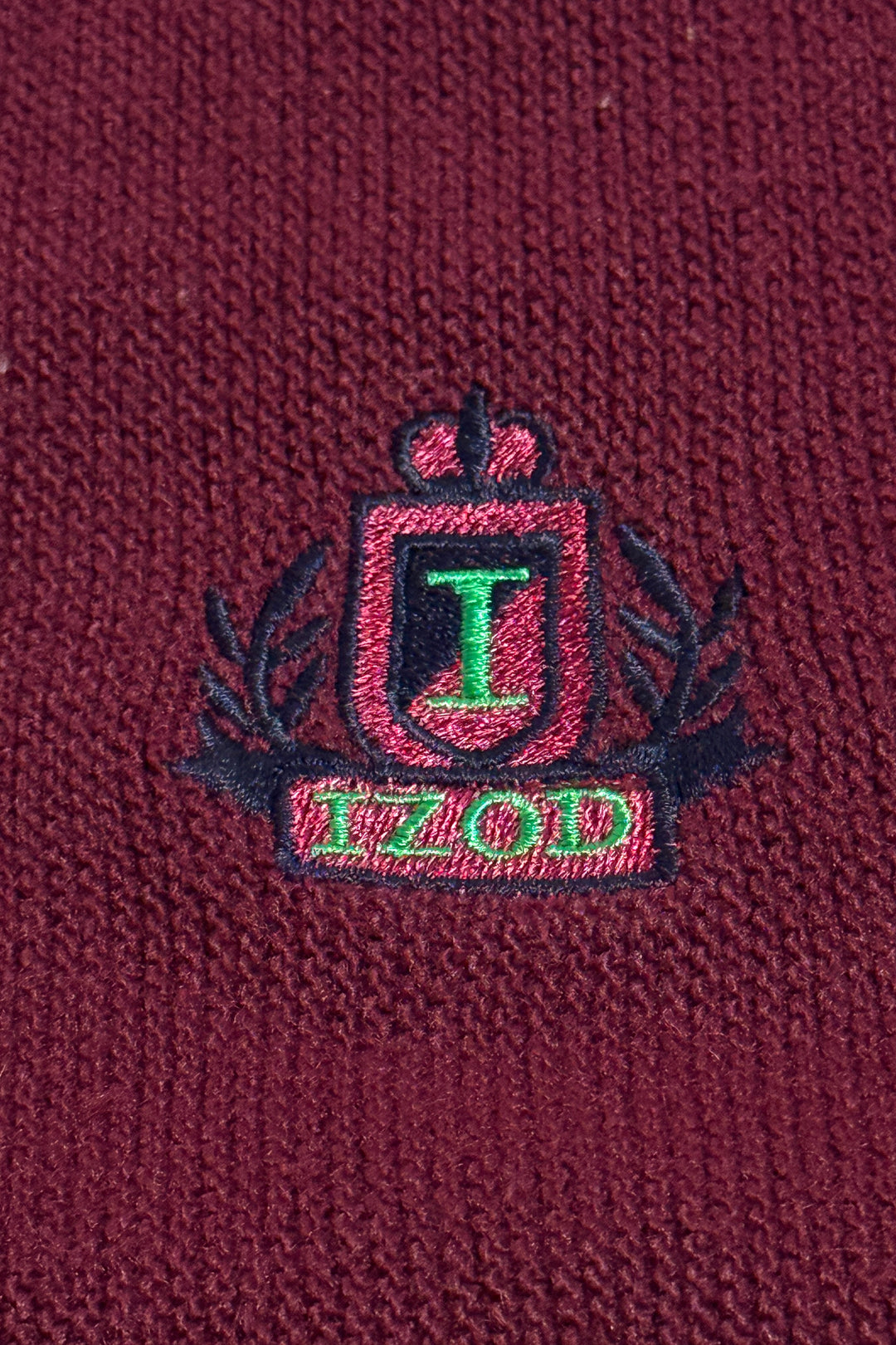 1980’S IZOD MADE IN USA CREST LOGO EMBROIDERED KNIT CARDIGAN SWEATER LARGE