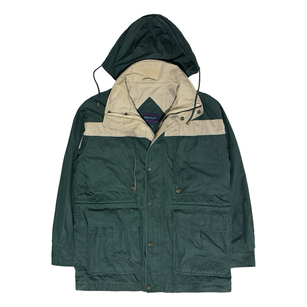 1980’S GANT MADE IN USA CONTRAST PANEL HOODED PARKA JACKET MEDIUM