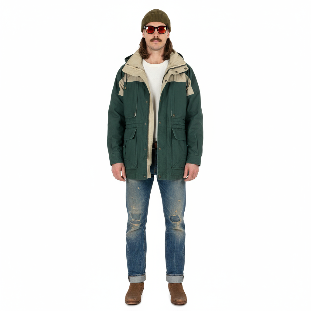 1980’S GANT MADE IN USA CONTRAST PANEL HOODED PARKA JACKET MEDIUM