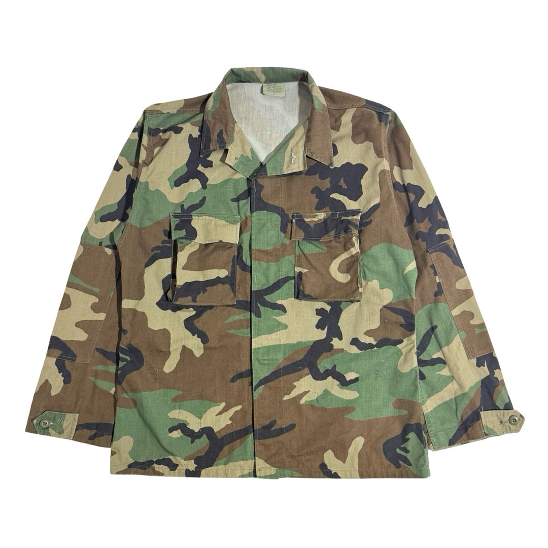 1990’S US ARMY MADE IN USA WOODLAND CAMO COMBAT COAT LARGE