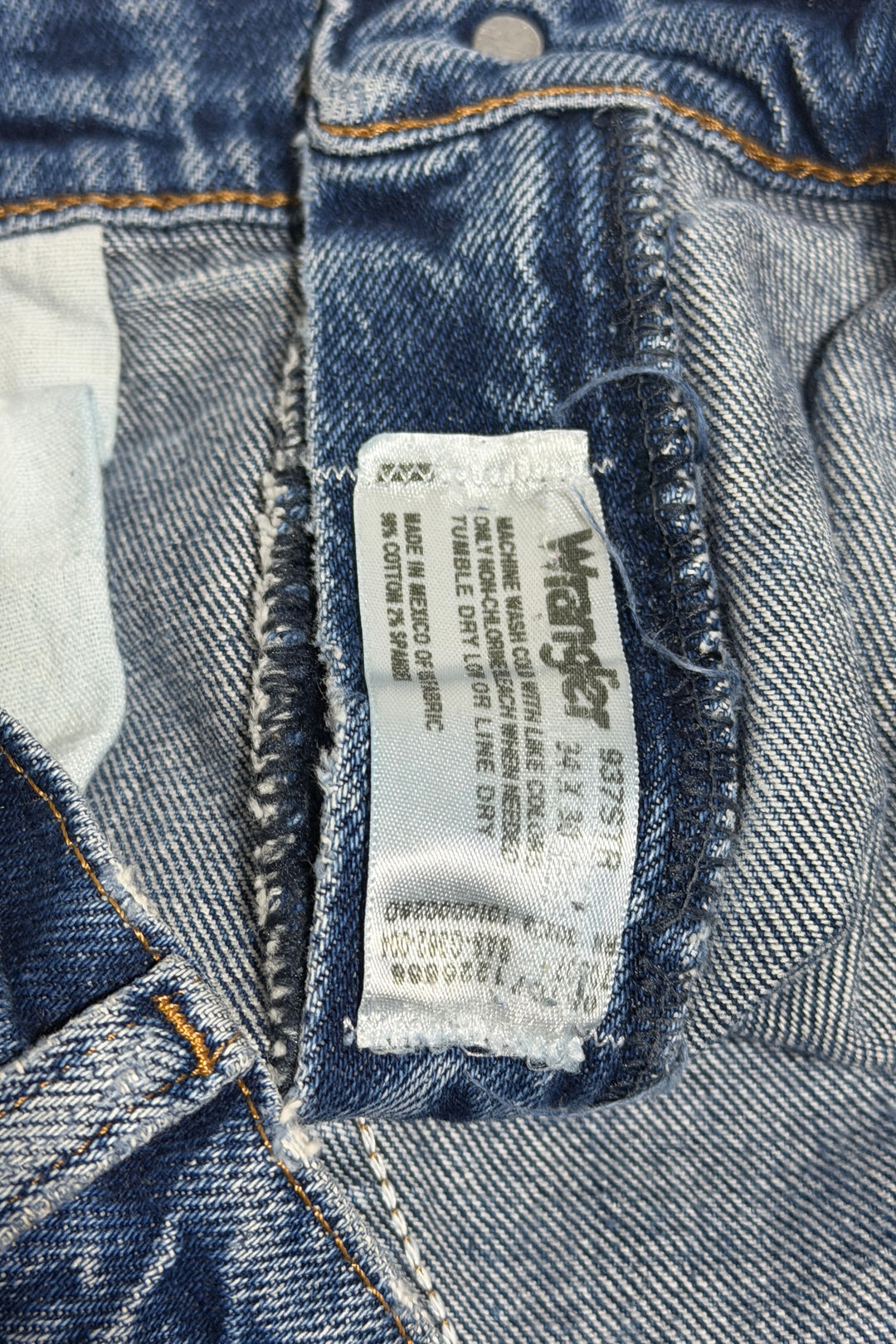 2000’S WRANGLER 937 FADED &amp; REPAIRED HIGH WAISTED SLIM FIT BOOTCUT DENIM JEANS 34 X 30