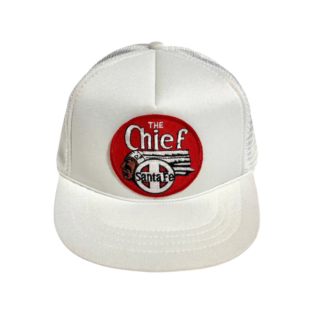 1970’S DEADSTOCK SANTA FE RAILWAYS THE CHIEF WHITE FOAM &amp; MESH TRUCKER HAT