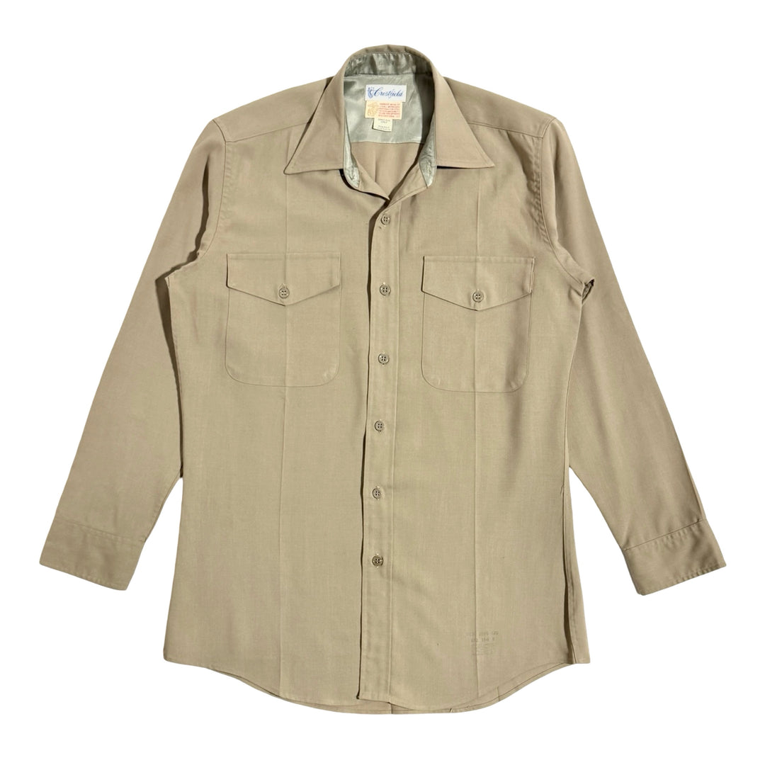 1970’S CRESTFIELD UNION MADE IN USA DRAPEY RAYON USMC L/S B.D. SHIRT MEDIUM