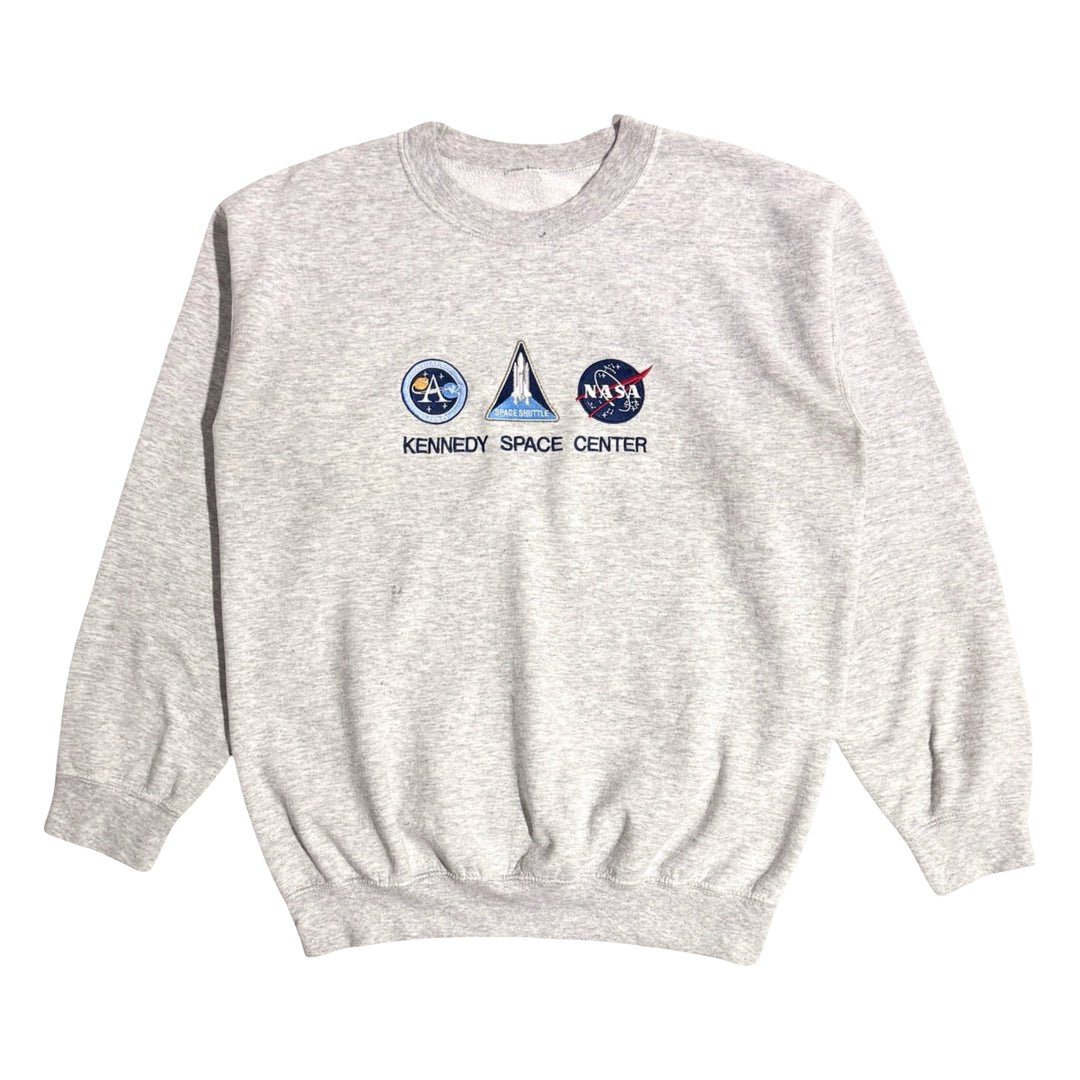 1990’S KENNEDY SPACE CENTER MADE IN USA MARLED GRAY CREWNECK SWEATER LARGE