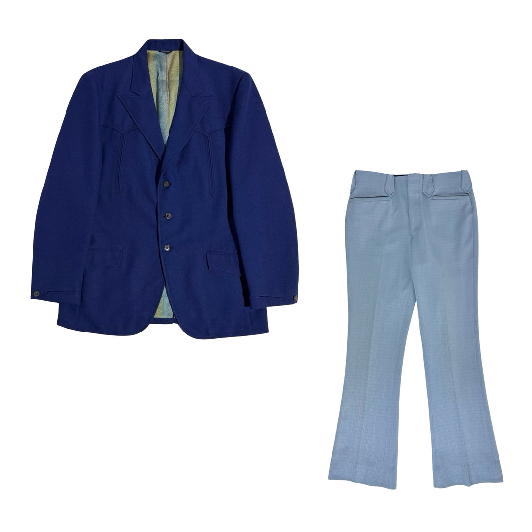 1960’S LASSO WESTERNWEAR MADE IN USA “LAS VEGAS” NAVY WESTERN 2 PIECE SUIT 44R