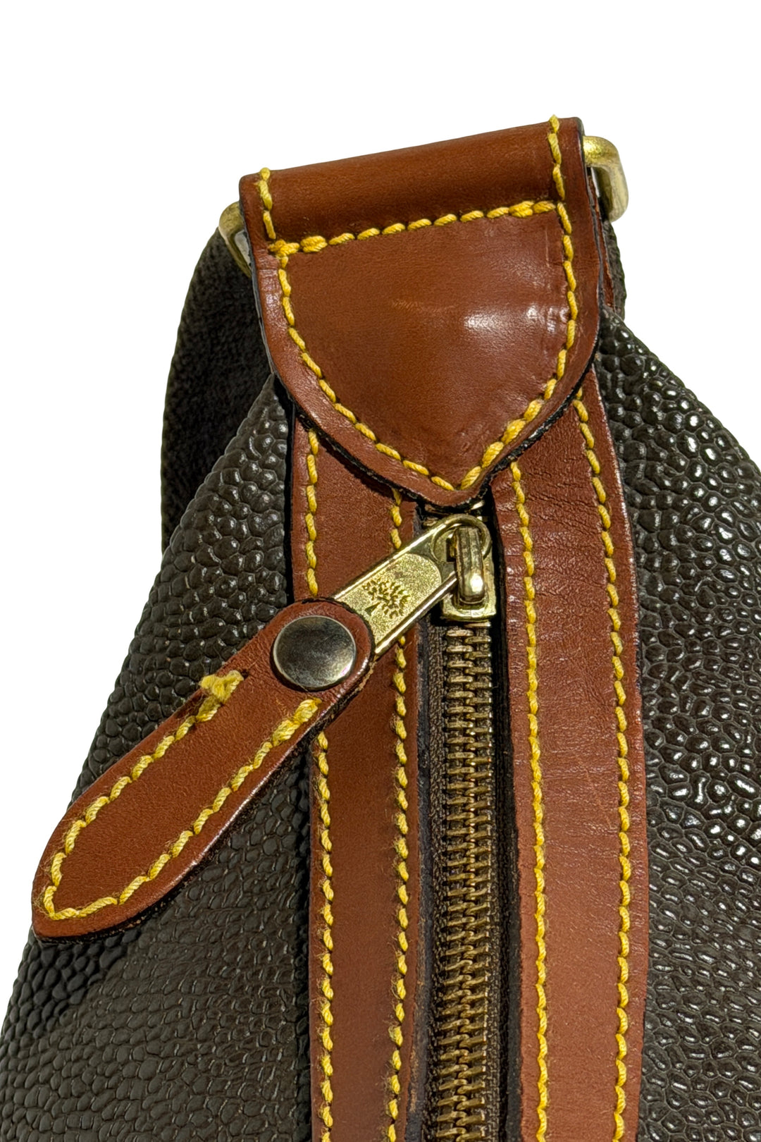 1980’S MULBERRY MADE IN ENGLAND SCOTCHGRAIN PEBBLE GRAIN LEATHER CARRYALL DUFFLE BAG