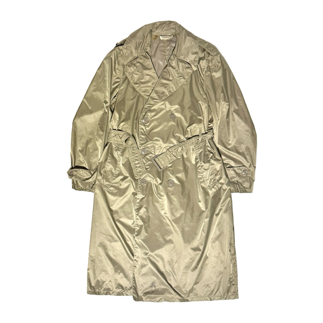 1950’S US ARMY MADE IN USA TAUPE WATERPROOF RAINCOAT TRENCH COAT LARGE