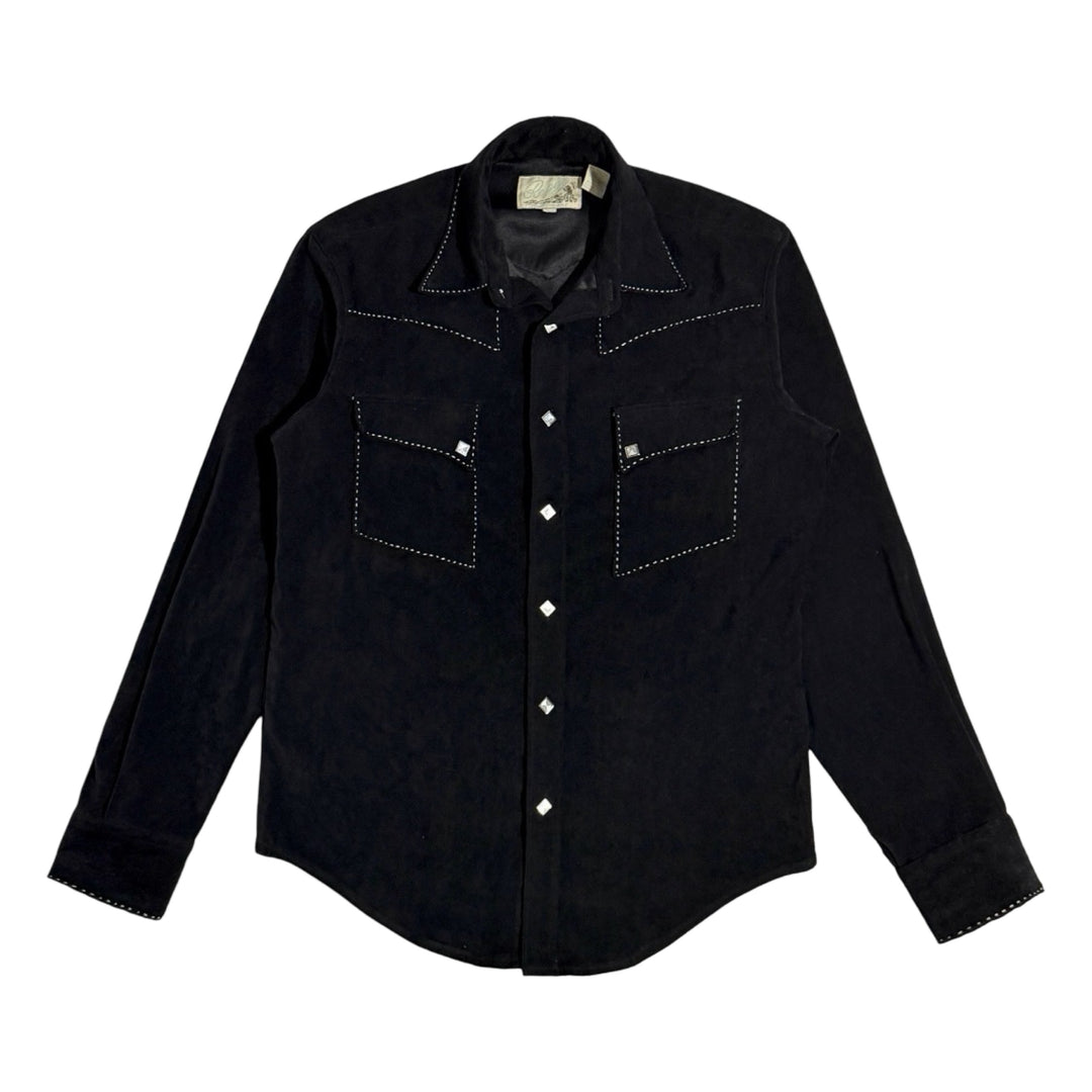 1990’S ROPER WESTERN VELVET CONTRAST EMBROIDERY DIAMOND PEARL SNAP L/S B.D. SHIRT LARGE
