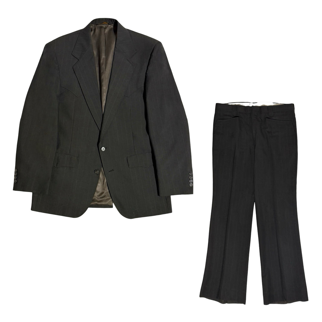 1970’S BOB’S WESTERNWEAR MADE IN USA BROWN PINSTRIPE WESTERN COWBOY SUIT 40R