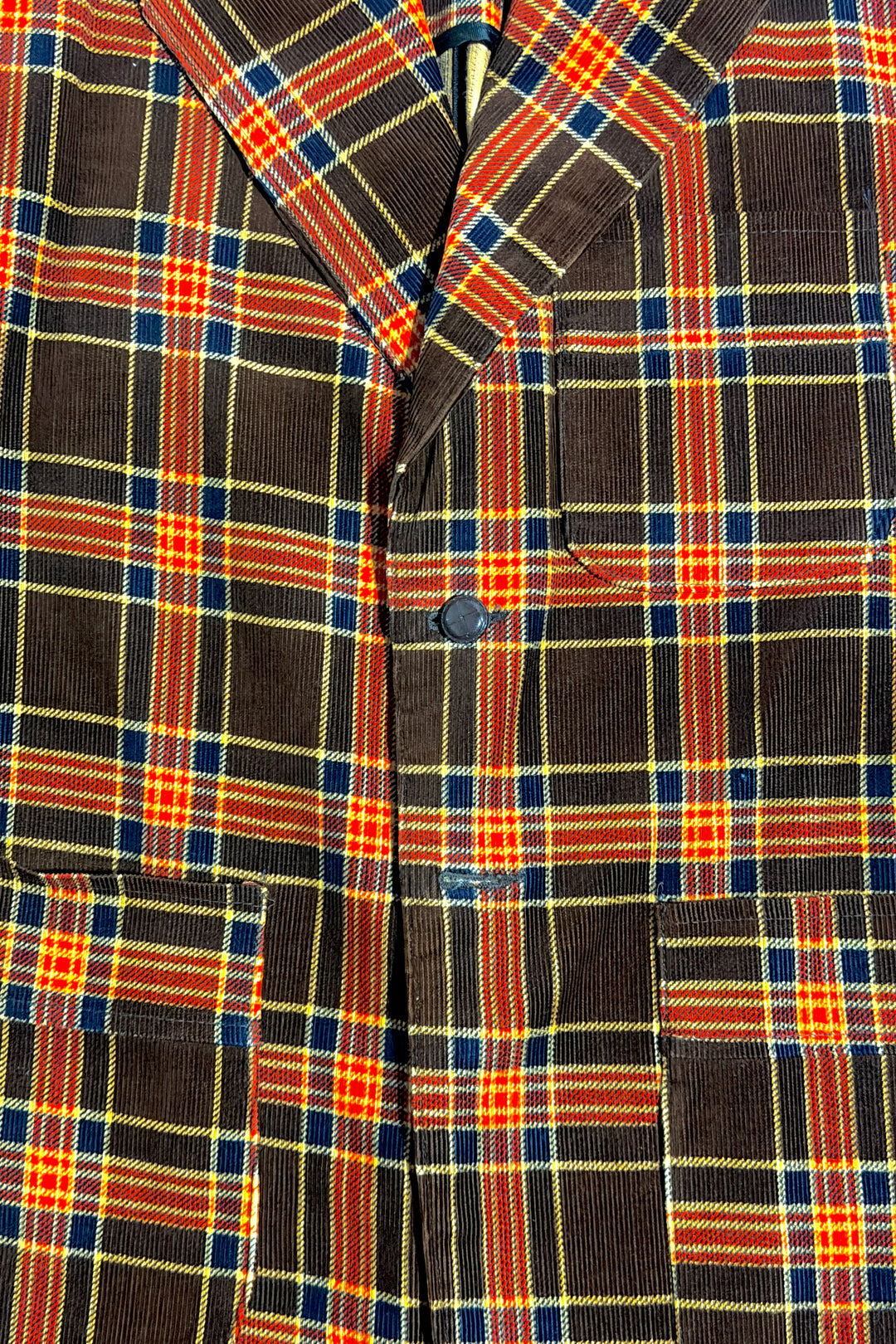 1960’S THE PIPER MADE IN USA PLAID CORDUROY WIDE LAPEL BLAZER SUIT JACKET 44R