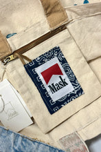 Load image into Gallery viewer, MASK WESTERN SMILEY HAND CHAINSTITCHED RECYCLED CANVAS TOTE BAG
