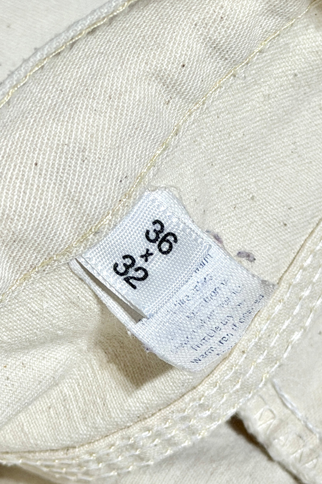 1980’S DICKIES MADE IN USA OFF WHITE DROP CLOTH PAINTER CARPENTER WORKWEAR PANTS 34 X 32
