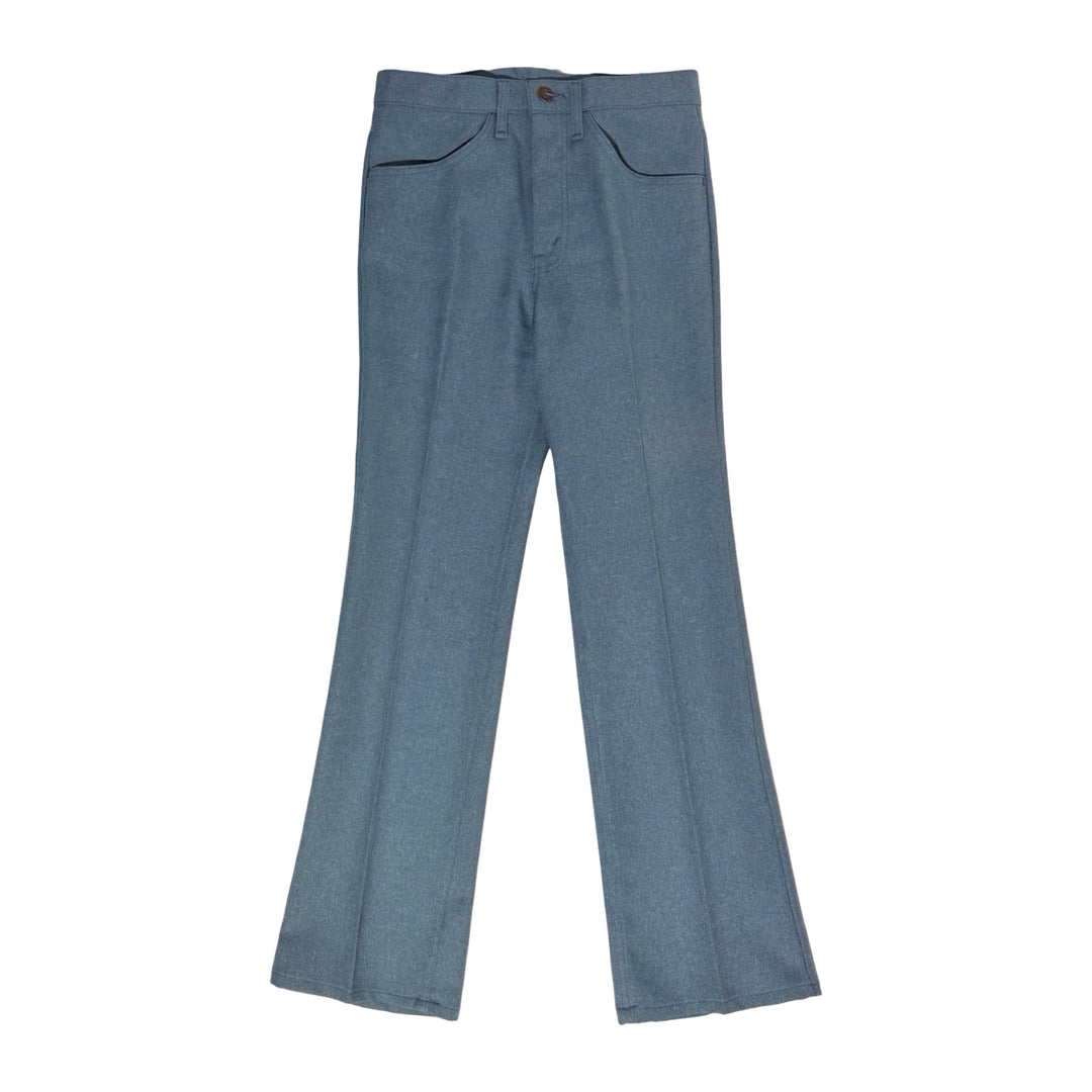 1990’S DEADSTOCK LEVI’S STAPREST 517 MADE IN USA MARLED LIGHT BLUE WESTERN BOOTCUT PANTS 28 X 30
