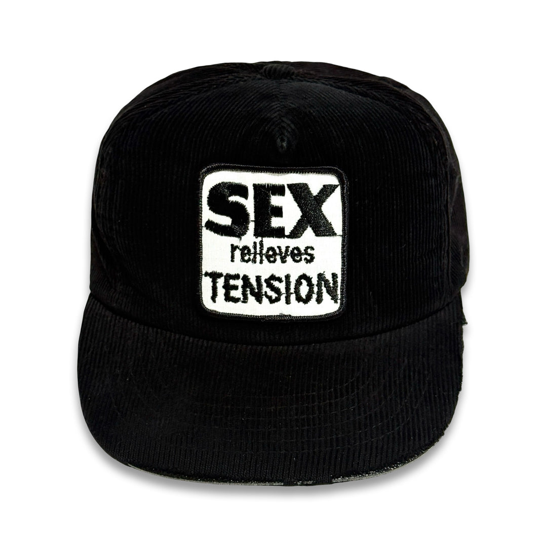 1970’S TENSION FADED & TRASHED BLACK CORDUROY TRUCKER HAT