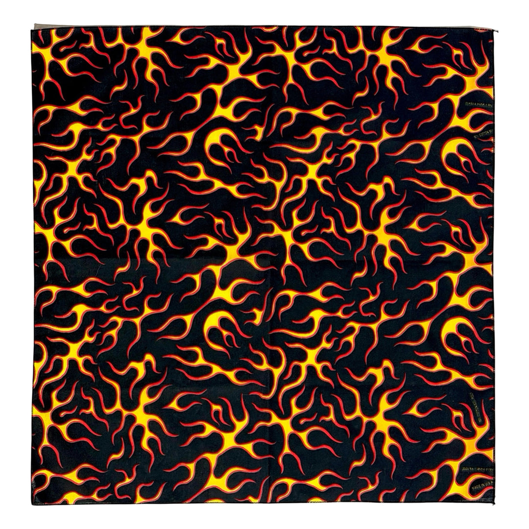 1990’S DEADSTOCK HAVAHANK MADE IN USA FLAMES PRINT COLORFAST BANDANA