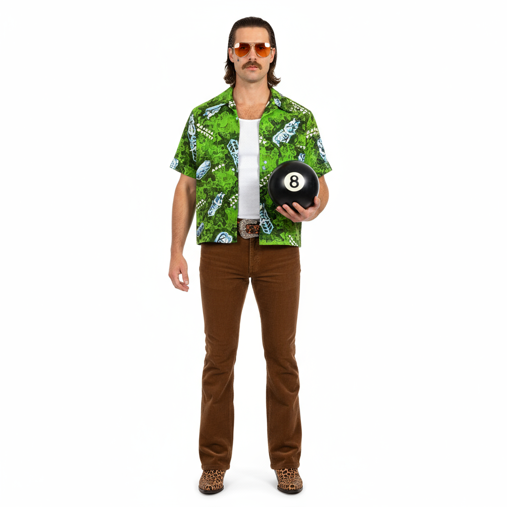 1950’S DUKE OF HOLLYWOOD MADE IN USA CROPPED SELVEDGE BARKCLOTH HAWAIIAN PRINT LOOP COLLAR S/S B.D. SHIRT MEDIUM