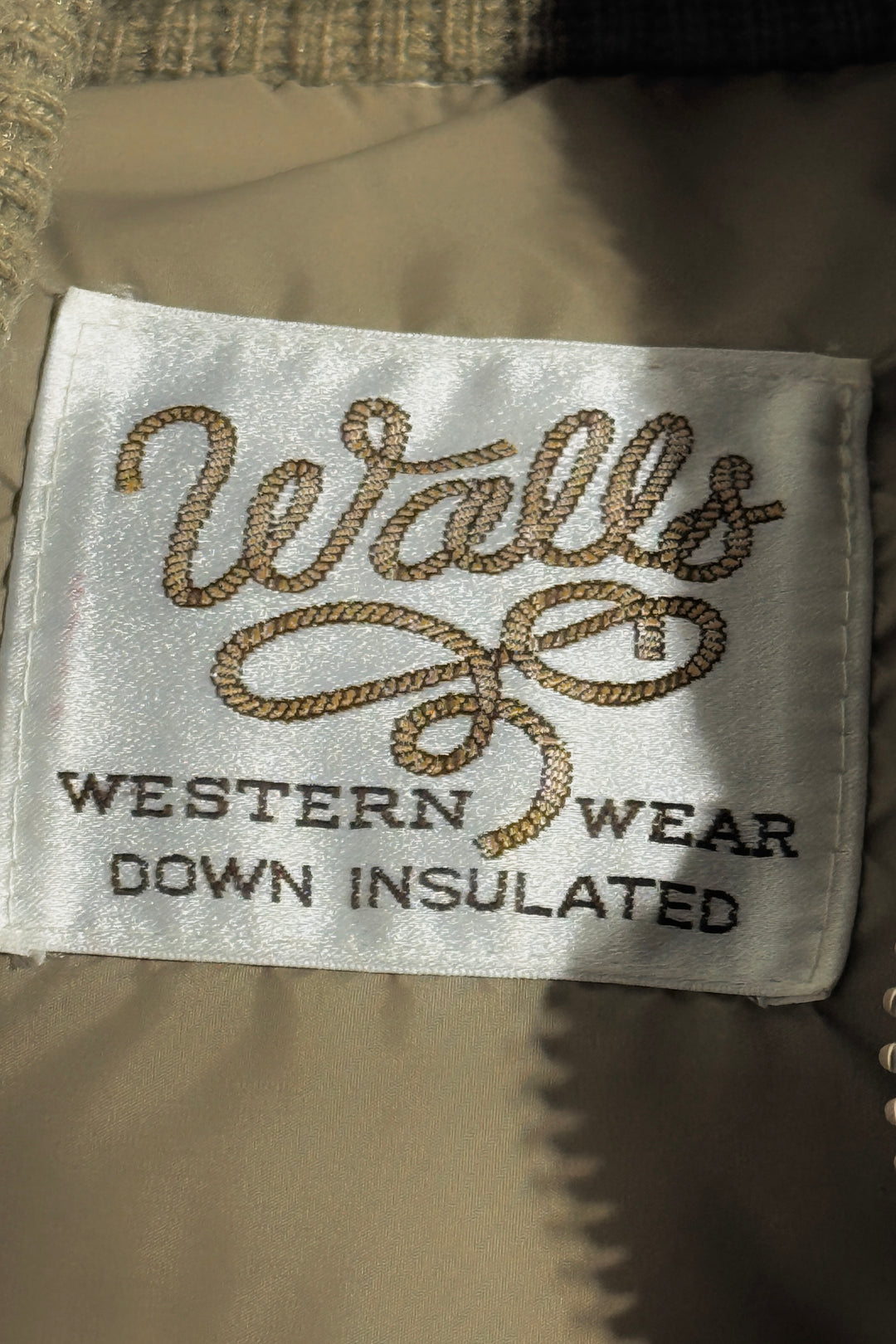 1970’S WALLS WESTERNWEAR MADE IN USE CROPPED WESTERN LEATHER STARS QUILTED GOOSE DOWN BOMBER JACKET LARGE