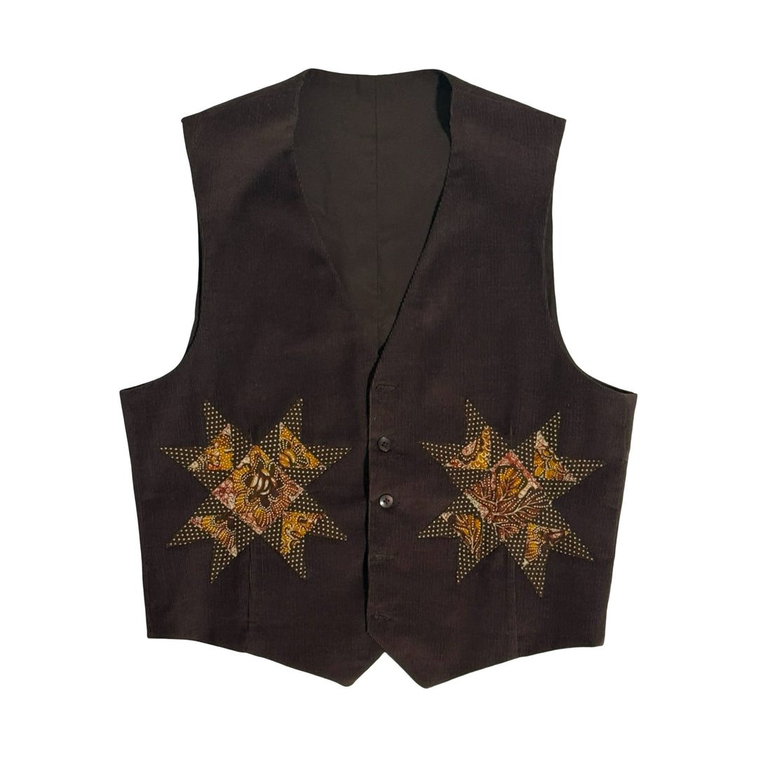 1960’S QUILT STAR MADE IN USA HANDMADE CORDUROY HIPPY VEST MEDIUM