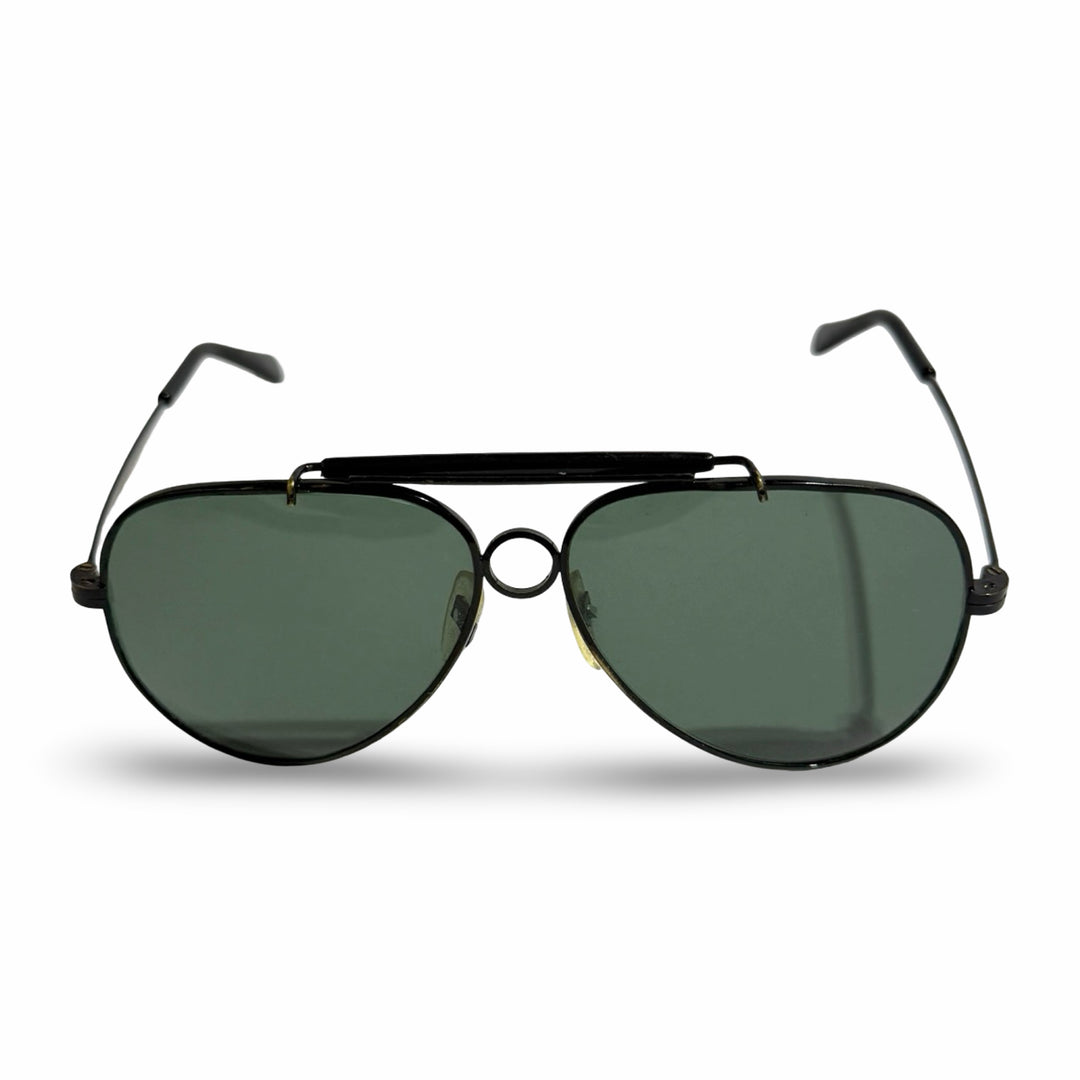 1970’S SHOOTER BLACK FRAME SMOKE LENSE AVIATOR SUNGLASSES