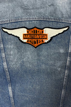 Load image into Gallery viewer, 1980’S RUSTLER YELLOW LABEL MADE IN USA HARLEY-DAVDISON WESTERN DENIM JACKET X-LARGE
