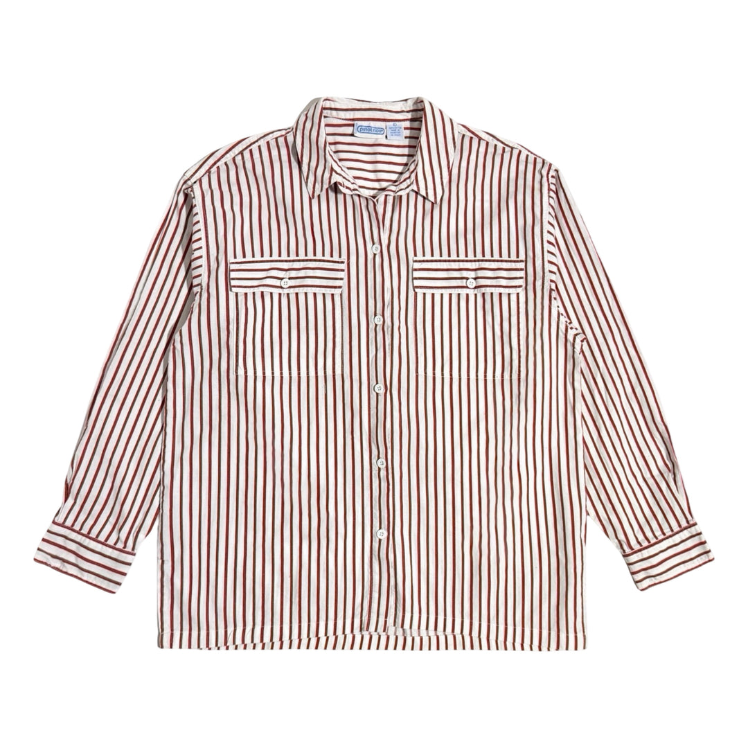 1980’S PINOT NOIR MADE IN USA GUCCI STRIPED OVERSIZED TWO POCKET L/S B.D. SHIRT LARGE