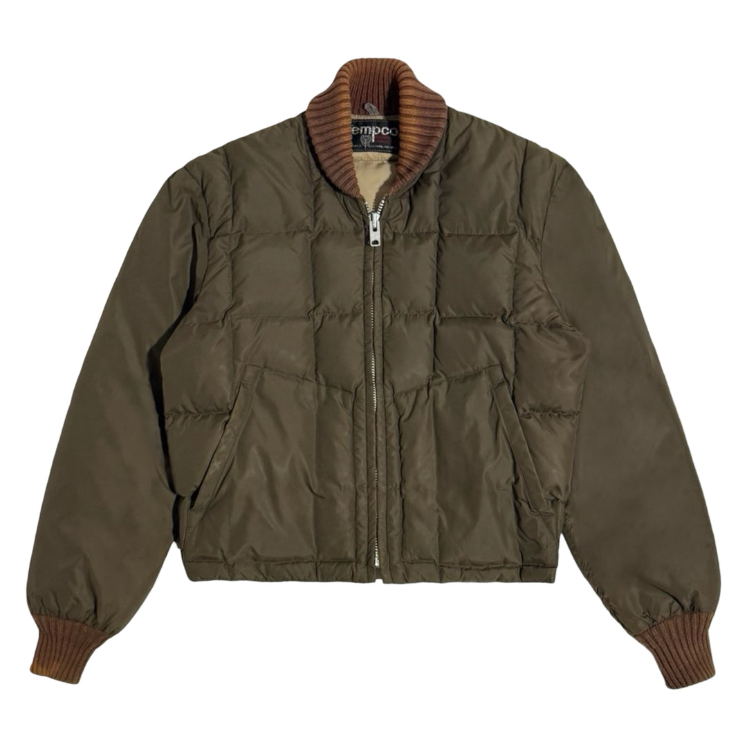 1970’S TEMPCO MADE IN USA CROPPED QUILTED GOOSE DOWN BOMBER JACKET MEDIUM