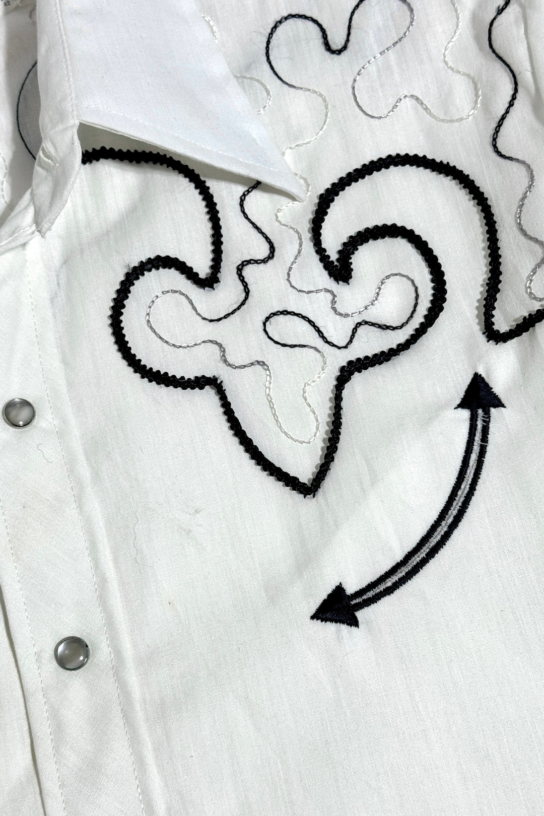 1970’S WRANGLER MADE IN USA CHAINSTITCHED WESTERN SMILE POCKET PEARL SNAP L/S B.D. SHIRT X-LARGE