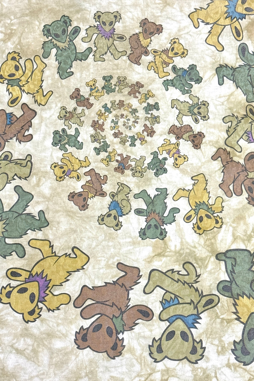 1990’S GRATEFUL DEAD MADE IN USA FADED & REPAIRED ALIEN BEAR SPIRAL TIE DYE S/S T-SHIRT X-LARGE