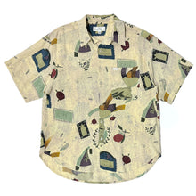 Load image into Gallery viewer, 1990’S GUESS FRANCE PRINT RAYON S/S B.D. SHIRT LARGE
