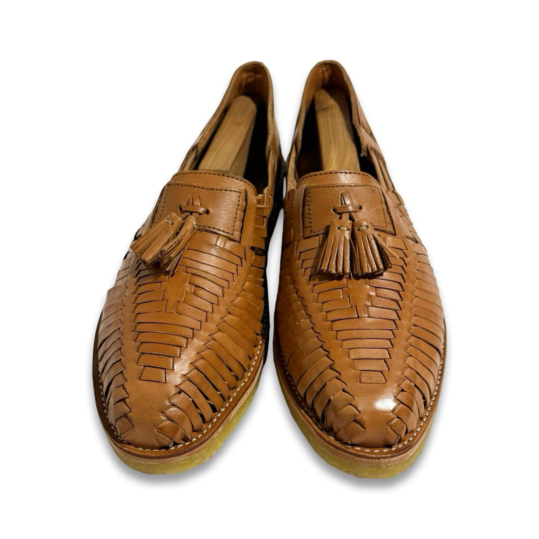 2000’S DEADSTOCK CANO WOVEN LEATHER TASSEL LOAFER HUARACHES SHOES EU 46/ US 12