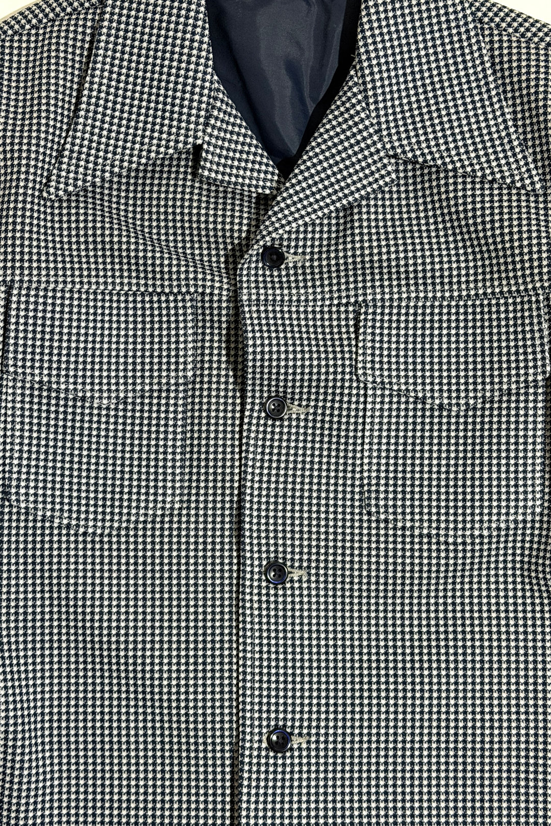 1960’S DEADSTOCK HOUNDSTOOTH MADE IN USA NAVY &amp; WHITE WESTERN JACKET MEDIUM