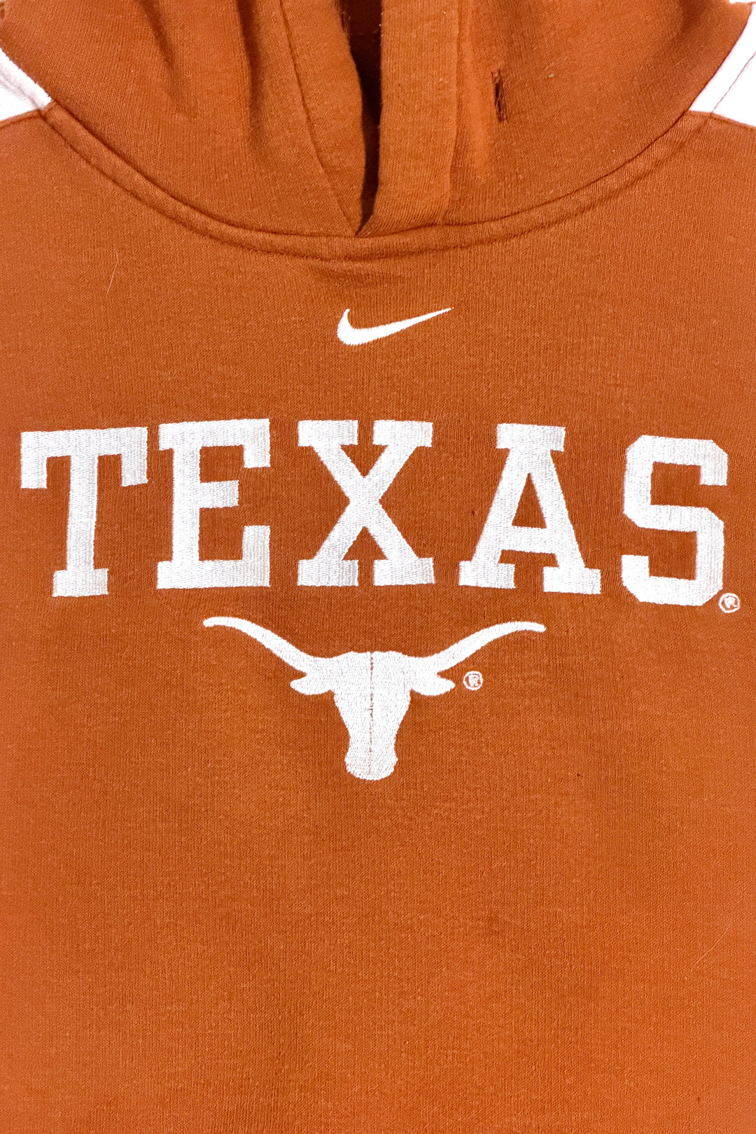 2000’S NIKE UNIVERSITY OF TEXAS THRASHED BURNT ORANGE FLEECE HOODIE SWEATER X-LARGE