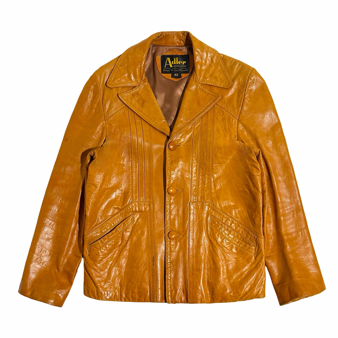 1960’S ADLER CALIFORNIA MADE IN USA CROPPED COGNAC LAMB LEATHER JACKET LARGE