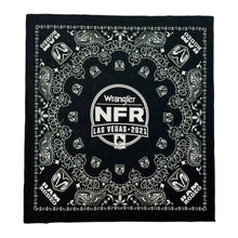 Load image into Gallery viewer, 2000’S WRANGLER RAM RODEO MADE IN USA BLACK COLORFAST BANDANA
