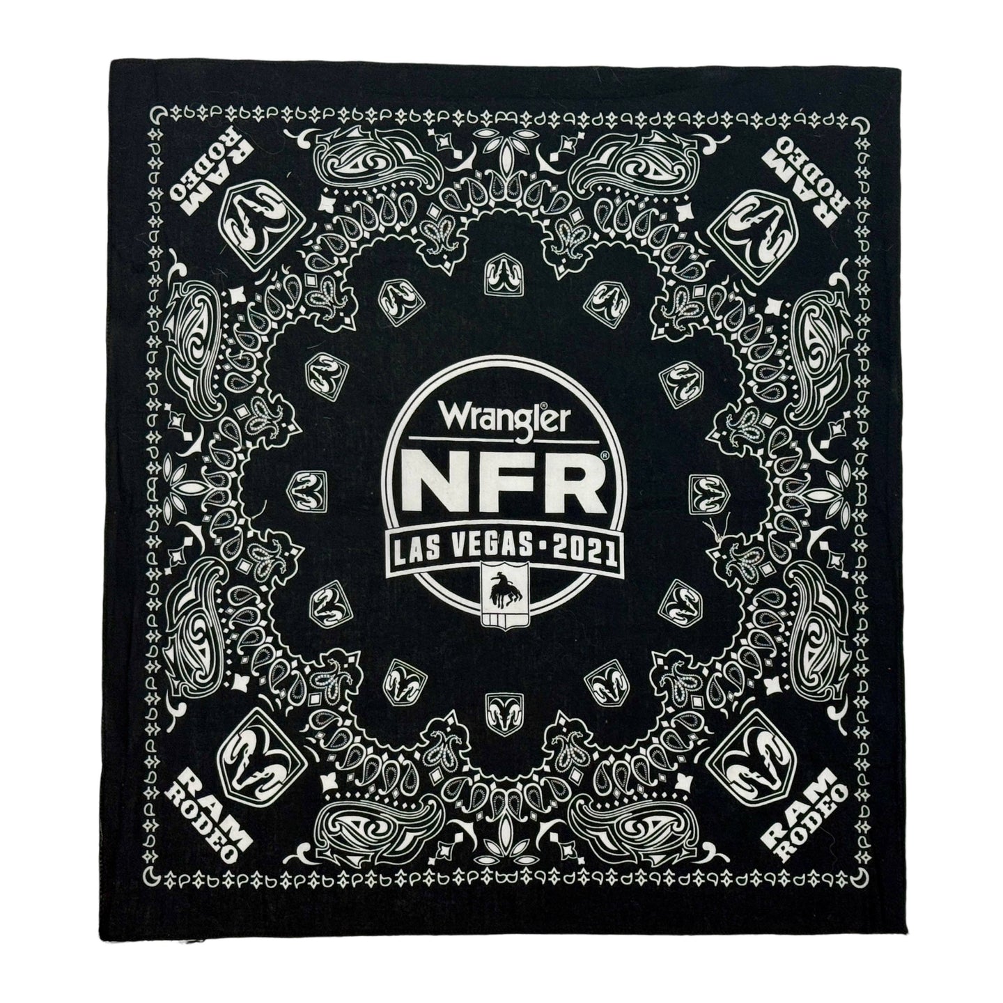 2000’S WRANGLER RAM RODEO MADE IN USA BLACK COLORFAST BANDANA