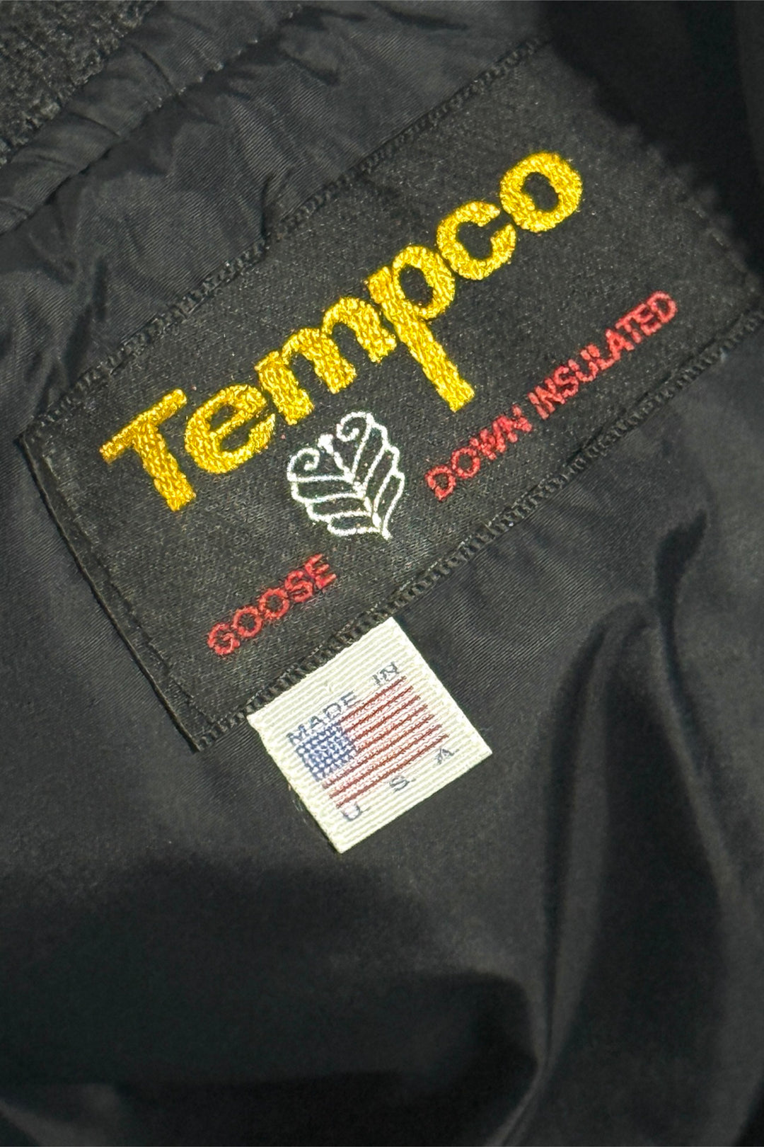 1990’S TEMPCO MADE IN USA CROPPED QUILTED GOOSE DOWN WESTERN BOMBER JACKET X-LARGE