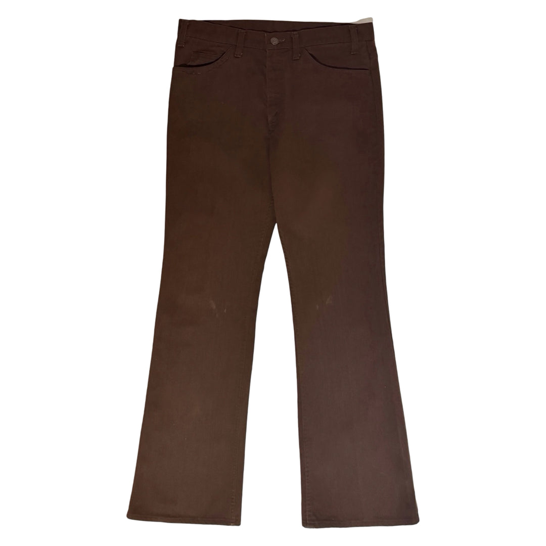 1970’S LEVI’S BIG E 517 STAPREST MADE IN USA BROWN SHAVED CORDUROY WESTERN BOOTCUT PANTS 34 X 32