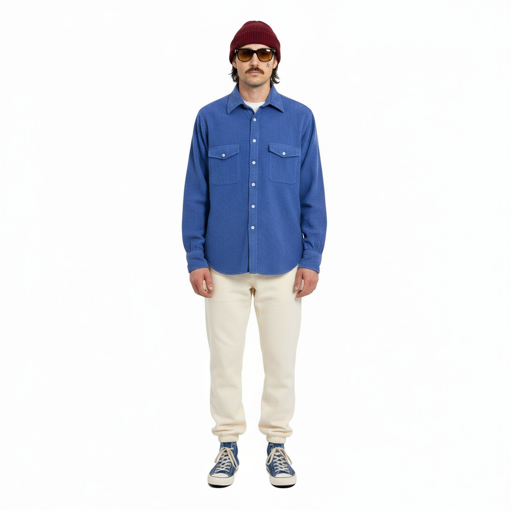 1980’S TURNBULL & ASSER X NEIMAN MARCUS MADE IN ENGLAND HERRINGBONE FLANNEL L/S B.D. SHIRT MEDIUM