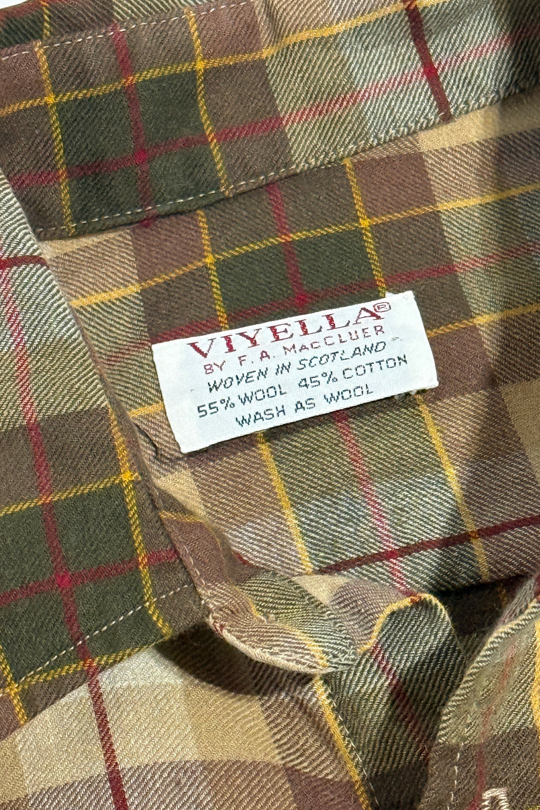 1960’S VIYELLA MADE IN SCOTLAND PLAID WOOL BLEND L/S B.D. SHIRT LARGE