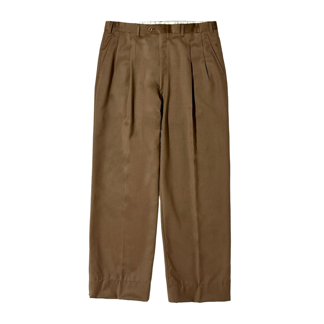 2000’S BRIONI MADE IN ITALY SUPER 120’S BROWN WOOL HIGH WAISTED PLEATED TROUSER PANTS 32 X 28