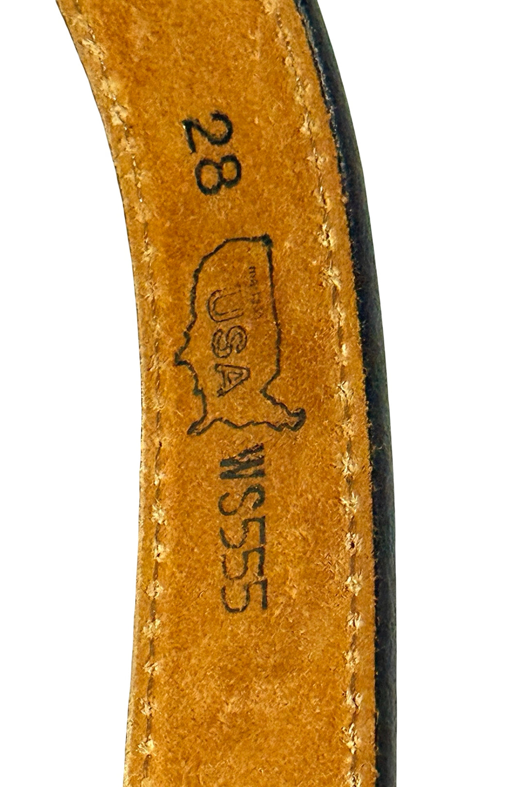 1990’S WESTERN MADE IN YSA SILVERTONE HARDWARE HAND STAMPED LEATHER BELT 28