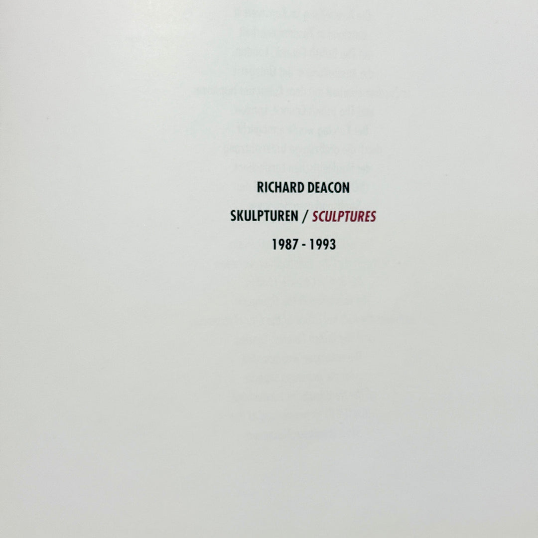 RICHARD DEACON SCULPTURES 1987-1993 ART BOOK