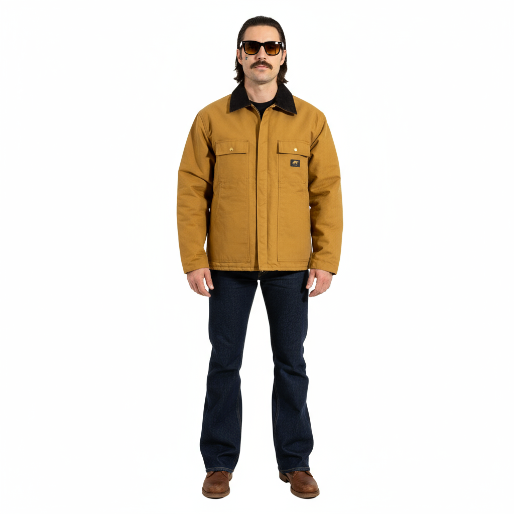 1990’S DEADSTOCK POLAR KING BY KEY MADE IN USA SUN FADED DUCK CANVAS WORKWEAR JACKET XXL