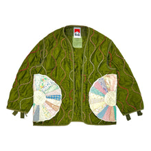 Cargar imagen en el visor de la galería, MASK “FLOWER BOMB” HAND CHAINSTITCHED CROPPED MILITARY LINER JACKET MEDIUM
