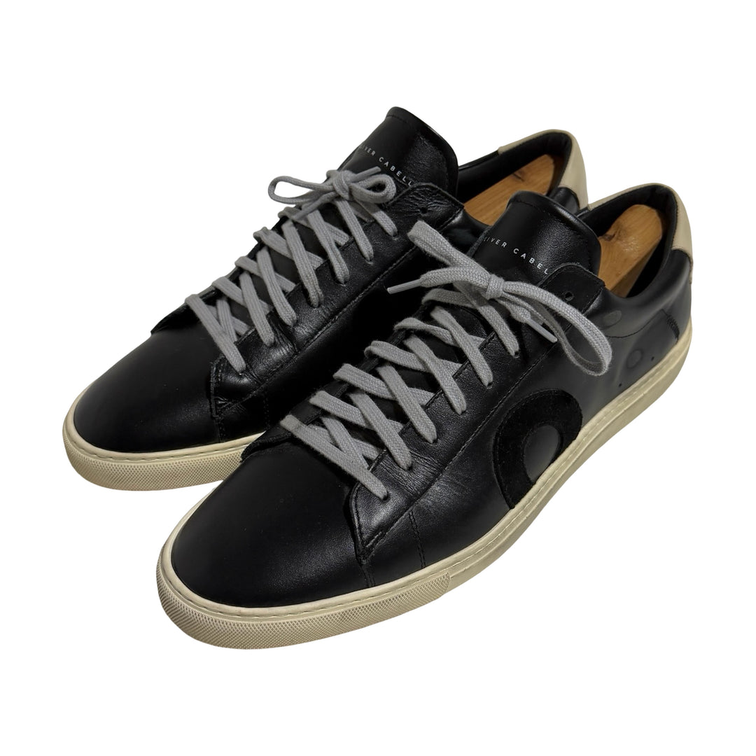 2000’S OLIVER CABELL MADE IN ITALY BLACK &amp; WHITE BUFFED LEATHER TENNIS SHOES EU46 / US 12