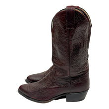 Load image into Gallery viewer, 1980’S ELK LEATHER MADE IN USA BLACK CHERRY COWBOY BOOTS 11.5
