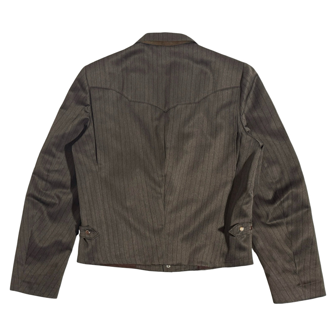 1970’S MESQUITE MADE IN USA CROPPED BROWN STRIPED WESTERN 2 PIECE SUIT 42R