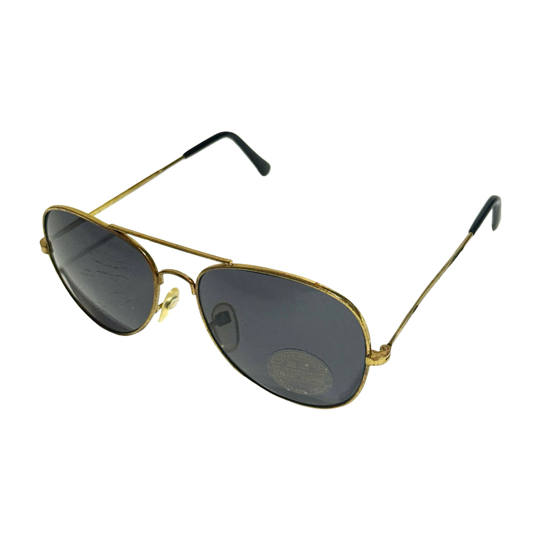 1970’S DEADSTOCK GOLD WIRE FRAME SMOKE LENSES AVIATOR SUNGLASSES