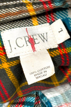 Load image into Gallery viewer, 1990’S J CREW OARMAN PLAID PRINT CORDUROY FLANNEL L/S B.D. SHIRT X-LARGE
